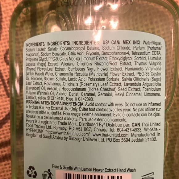 Pears Hand Wash with Lemon Flower Extract - Picture 3 of 5